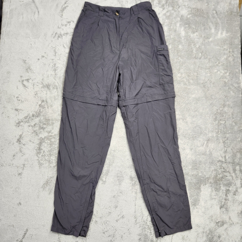 Exofficio womens Convertible Cargo Zip Off Gray Pants Shorts size 10 100% Nylon
